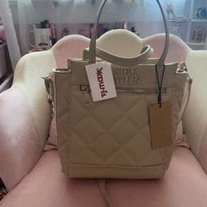 Steve Madden Beige Quilted Tote